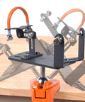 Adjustable Angle Grinder Holder with a Savage Grip Vise Base for Crushing Grinding Jobs and Polishing Tasks Featuring 360 Degree Swivel Action.