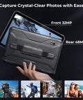 Built Solid Android 14 Rugged Tablet With 8.68 Inch Display Featuring GPS For UTV Off Road Adventures showing front and rear cameras.