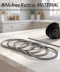 8 Pack Rubber Water Bottle Seal Replacement For FreeSip 19oz 24oz 25oz 32oz 40oz Lids Gaskets O Ring Set Silicone BPA Free Leak Proof Direct Replacement For Leaky Or Worn Seals gray silicone rings with black lid insert on kitchen counter