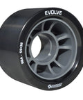 Close-up of Evolve Roller Derby Wheel Set For Indoor Skating Red 95A High Performance Wheels with polycarbonate hub.