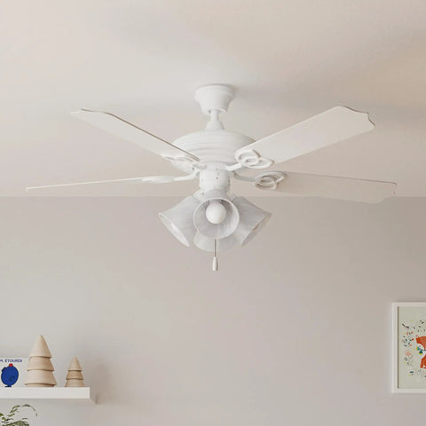 AirPro 4 Light Ceiling Fan Light Kit with white alabaster glass shades, mounted in a modern living space