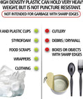 Heavy Duty Clear Trash Bags 1000 Count 12 To 16 Gallon Size 24 By 33 Inch warning about inappropriate waste disposal.
