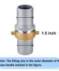 1.5 Inch Aluminum Pin Lug Fitting Set With Brass Swivel Nut And 2 Clamps For Heavy Duty, Leak Free Hose And Pipe Connections Across Industrial, Automotive, And Home Shop Uses, 1.5 inch fitting