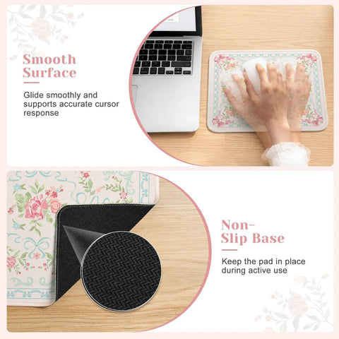 Coquette Floral Mouse Pad Blue Aesthetic Vibe Desk Mat Non Slip Small Mouse Pad For Laptop And PC Portable Travel Size