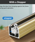 Close-up of silver stopper on a 24ft Sliding Barn Door Track System Kit For Ceiling Mount In Closets, Garages And Rooms.