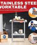 Heavy Duty 30 By 12 Stainless Steel Prep Table With Under Shelf And Rolling Storage Cart The Workhorse For Commercial Kitchens Outdoor Pizza Ovens And Laundry Garage Microwave Stand NSF Certified Rust Resistant shown with items on top