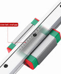 Close-up of Two Pack MGN9 100mm Linear Rails And MGN9C Carriage Blocks Kit for 3D Printers, emphasizing precision ball and small gap detail.