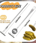 Six-Piece Pickle Fork Set With 8.66-Inch Long-Handle Olive Forks And Spoons With Drain Holes, Stainless Steel Jar Grabbers.