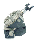 3 Inch Tilting Rotary Table With ER 20 Collet Adapter And M6 Clamp Kit, 80mm Diameter, side view showing angle scale and base