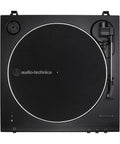 Audio-Technica Black Belt Drive Turntable Features Wireless Bluetooth High Fidelity Stereo Sound Automatic Operation top view with black platter