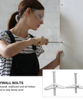 Woman installing 20 Pack Heavy Duty Drywall Toggle Bolts Kit with Wing Nuts M5 M6 Full Thread Expansion Anchors
