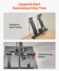 Foldable Magnetic Bike Trainer With Six Level Resistance Fits 26 To 29 Inch And 700C Road Wheels in folded and setup positions