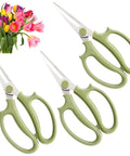 Three Pack Floral Pruning Shears Set With 65mm Stainless Steel Blades And Soft Rubber Grip Handles, ideal for precise flower arranging.