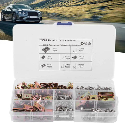 Heavy Duty Stainless Steel U Clamps And Speed Nuts Kit With Screws, Hella Tough Snap Fasteners For Quick Car Repairs, Easy Install Auto Hardware Pack In Sturdy Storage Box