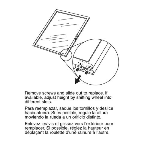 Diagram showing installation steps for Premium Replacement Sliding Window Tandem Rollers with solid brass wheels on nylon housing.