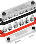 Beefy 300 Amp Bus Bar Terminal Block With Cover For Marine And Automotive Power Distribution, 12V System, Six M10 Terminal Studs