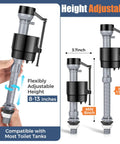 Universal Toilet Flusher Replacement Kit with Water Saving Height Adjustable Fill Valve and 2 Inch Flapper Quiet Anti Siphon Inside Tank Includes Toilet Handle Lever Red 1 Pack, 8-13 inch