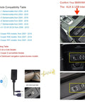Compatibility table and USB/AUX ports for BMW Mini Cooper Bluetooth Car Adapter For 3.5mm Aux