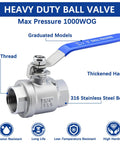 Three Quarter Inch Full Port Ball Valve NPT Female 316 Stainless Steel Built Tough Heavy Duty Valve For Water Oil And Gas With Handle WOG 1000 Rating 4 Pack Corrosion Resistant Industrial Plumbing Grade