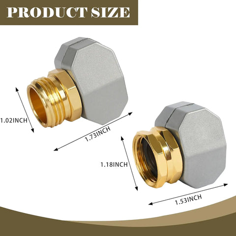 Rock Solid Garden Hose Repair Kit For 5/8 And 3/4 Inch Ends With Heavy Duty Aluminum Fittings And Zinc Clamps To Fix Leaks Fast On Taps Sprinklers And Outdoor Water Connections Like A Pro Now product size illustration