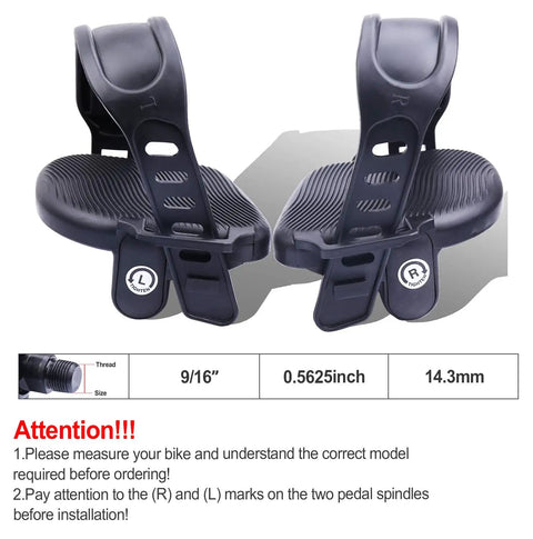 Replacement Bike Pedals For Recumbent And Spinning Bikes 9 16 Inch Spindle Easy Install With Wide Strips Left And Right Markings