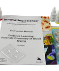 Forensic Blood Typing Kit For Classroom And Distance Learning with instruction manual and simulated blood bottles