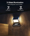 Solar Outdoor Deck Step Lights With Three Sided LED Lamps, 12 Pack, 1000mAh Battery in action at night, illuminating steps.