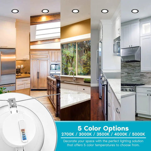 5/6 Inch LED Recessed Downlight Dimmable Retrofit with 1100 Lumen Output, 14W Equal 90W, CCT Switch From 2700K to 5000K in kitchen