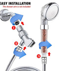 Filter Shower Head With Hose And Shower Arm Bracket, High Pressure Water Saving Handheld Shower, 3 Settings Filter Showerhead installation guide