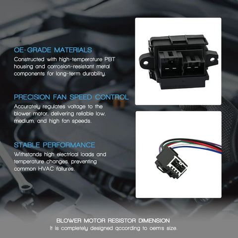 Hvac Blower Motor Resistor With Wire Harness For Chevy Silverado Equinox Tahoe Suburban showing precision components and wire harness.