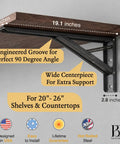 Heavy Duty Folding Shelf Brackets 20 Inch Set Of Two 500 Lbs Wall Mounted Collapsible Brackets With Locking Hinge, showing engineered groove and dimensions.