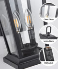 Two Light Outdoor Wall Sconce In Matte Black And Gold Finish With Clear Glass Weather Resistant Aluminum Exterior Lantern close-up