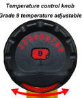 Temperature control knob of GazogJ Adjustable Heat Shrink Gun 1600W displaying adjustable range for wine bottle sealing.