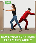 People moving furniture using 12 Pack Heavy Duty Furniture Sliders for Carpet Hardwood Tile Large 4.7 Inch Movers Pads Protectors.