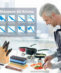 Four Sided Whetstone Knife Sharpener Set With 400 1000 And 3000 8000 Grits, Includes Bamboo Base, in kitchen sharpening knives