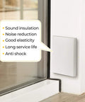 Beat The Chill Snuggly With These Self Stick Door Corner Seal Pads Weatherstripping Tape Kills Drafts Noise And Dust Easy DIY Home Insulation Fix Black White 16 Pack displayed on door corner, promoting sound insulation.