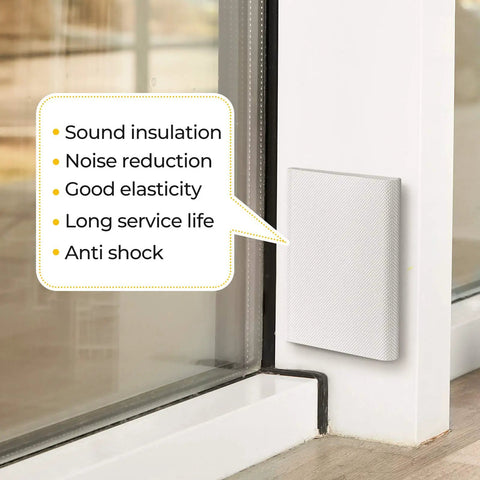 Beat The Chill Snuggly With These Self Stick Door Corner Seal Pads Weatherstripping Tape Kills Drafts Noise And Dust Easy DIY Home Insulation Fix Black White 16 Pack displayed on door corner, promoting sound insulation.