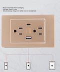 Heavy Duty Wall Outlet With Dual Usb And Type C Charging Ports, 15 Amp Electrical Receptacle showing charging ports and socket design.