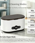 Heavy Duty Portable Ultrasonic Jewelry And Eyeglasses Cleaner Featuring A Slick Stainless Steel Tank with 5 cleaning modes.