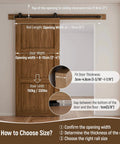 Diagram showing measurements for Heavy Duty 9Ft Sliding Barn Door Hardware Kit For 54 Inch Wide Single Door Panel Black T Shaped Track System.