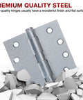 1 Pack Satin Chrome Door Hinges Four And A Half Inch By Four And A Half Inch Heavy Duty Industrial Grade Full Mortise Square Interior Exterior
