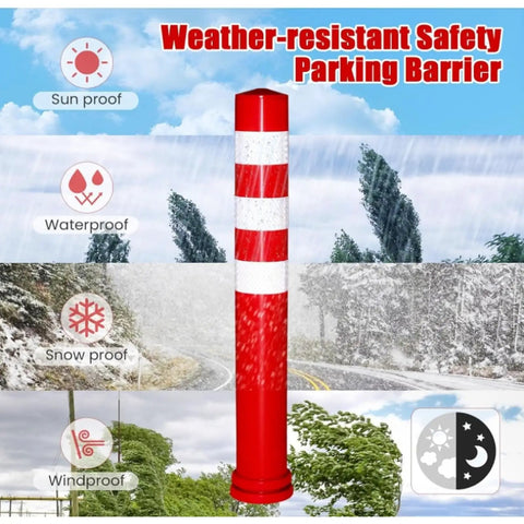 Bang For Your Buck Heavy Duty Pu Traffic Delineator Posts 29.5 Inch Spring Loaded Base Reflective Bands Parking Lot Safety Markers 4 Pack Legit Build Quality