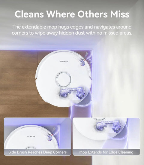 Freo Z10 Turbo Robot Vacuum And Mop Combo Brings Boss Level Suction With 25,000 Pa cleaning deep corners on wood floor