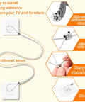 Adjustable 42 Inch TV Safety Straps No Drill Anti Tip Furniture Anchors Kit For Baby Proofing 2 Pack Plus 4 Spare Adhesive Pads