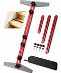 Adjustable Stair Tread Template Tool Featuring Interchangeable Aluminum Slider Bars For Dead On Layouts and Hassle Free DIY Measurements That Nail The Fit Every Single Time with three slider bars.