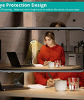 Person using 5X Magnifying Desk Clip Lamp With 10 Dimmable Brightness Levels And 3 Color Modes for close work, flexible neck visible.