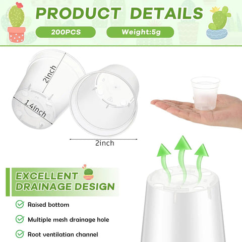 2 inch plastic plant pots Clear 2 Inch Mini Plastic Plant Pots 200 Pack Seedling Starter Pots With  Drainage Holes For Indoor Outdoor Garden Use Your Best Bet For Succulents