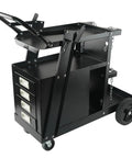 Heavy Duty Welder Cart With 2 Tier 4 Drawer Storage, 265 Lbs Load Capacity, Dual Cylinder Slots, safety chains, swivel wheels