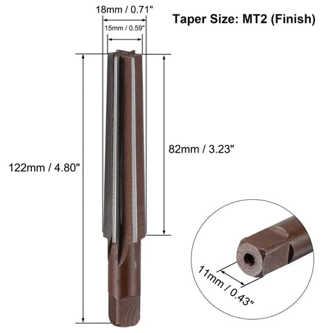 MT2 Morse Taper Reamer With H8 Accuracy In Alloy Tool Steel 6 Flute Straight Shank Finish Hand Reamer Cutter With Measurements