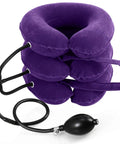 Jaximy Inflatable Neck Traction Device in purple, adjustable for pain relief, portable design for home recovery.